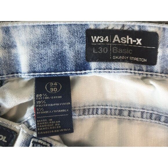 Buffalo David Bitton Mens Skinny Stretch Jeans 34x30 Ash-X L30 Streetwear Lite - Picture 5 of 7